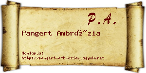 Pangert Ambrózia névjegykártya